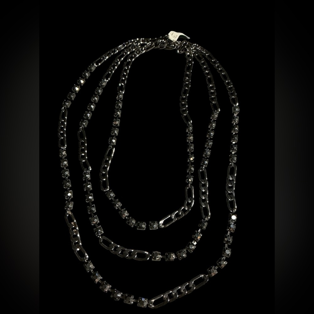 Cache Black Rhinestone and Chain Necklace - Picture 4 of 7